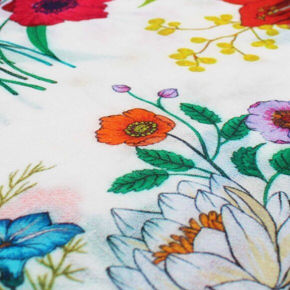 Block Printing Floral Design Wool Scarf - Picture 4 of 4